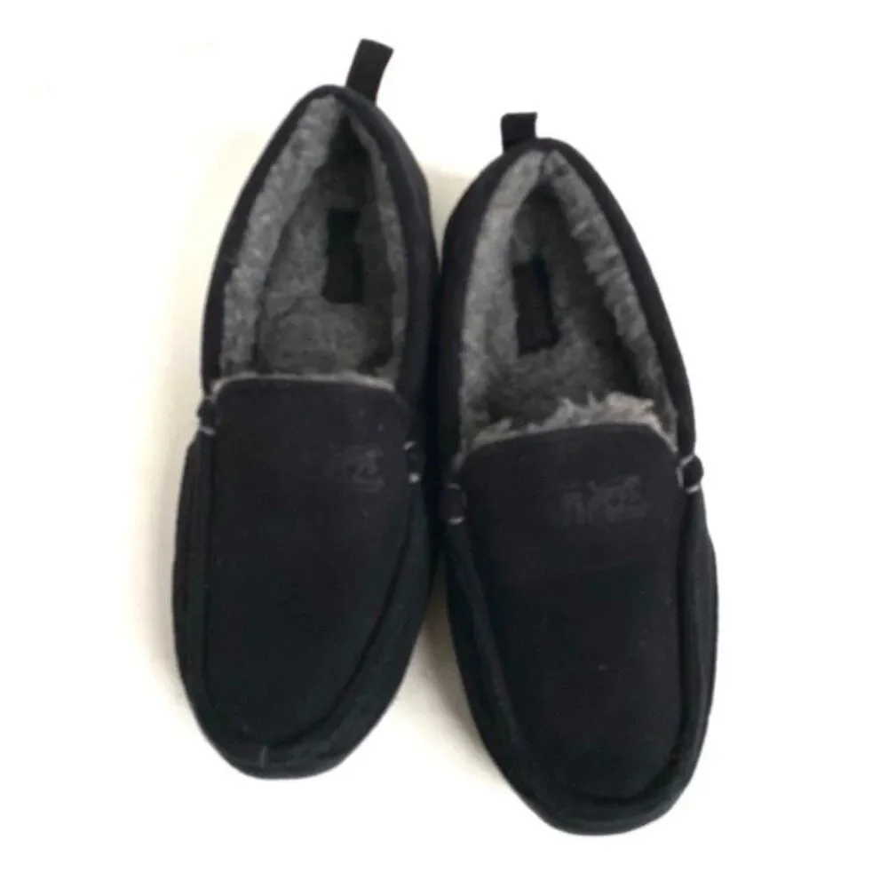 Levi’s Men’s Moccasin Slippers Fleece Lined Black Cozy Indoor Shoes Size 8–9